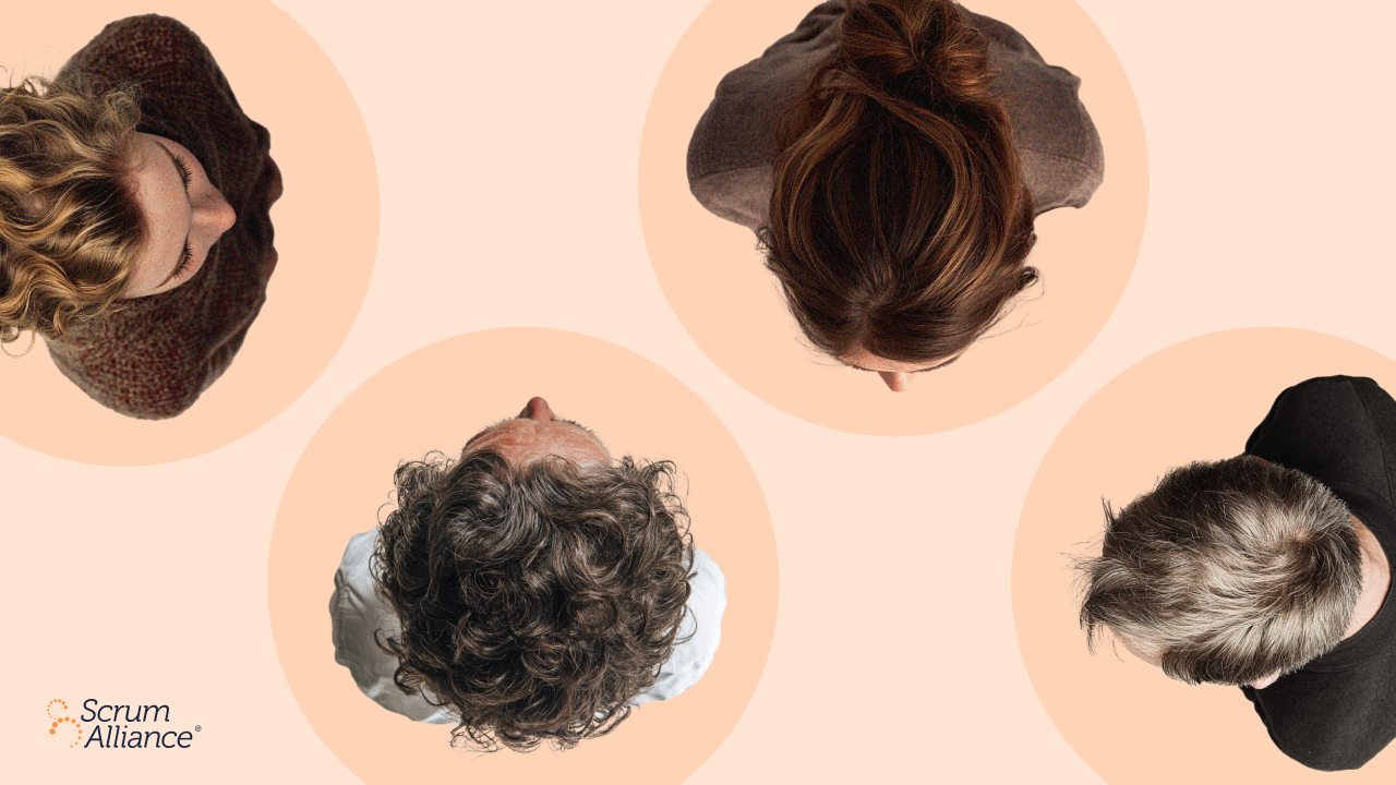 A group of people viewed from above
